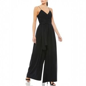 Mac Duggal Flowy Wide Leg Jumpsuit‎ Size Medium Lined Chiffon Faux Wrap